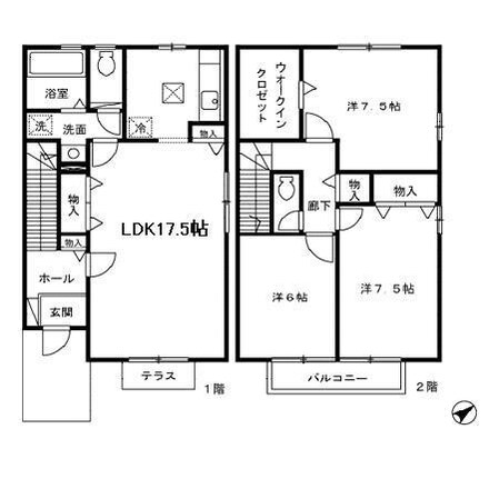 リビングタウン永井　Ｂの物件間取画像